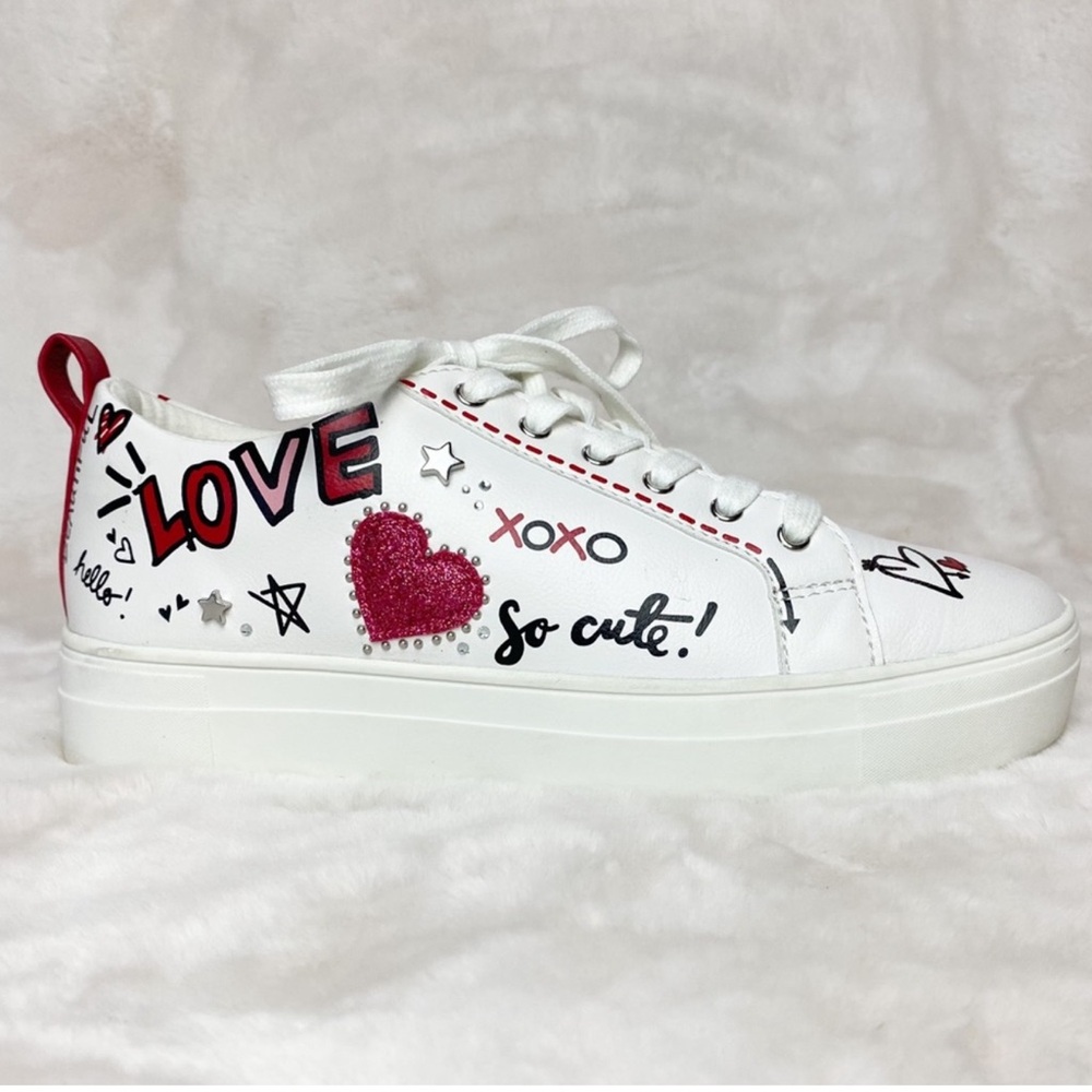 Aldo Letter Print Lace Up Sneakers Umiassa Aldo Sneakers White Faux Leather  6.5
